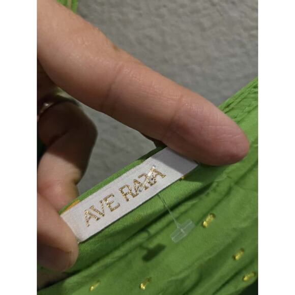 Ave Rara Women's M Lime Green Tiered Maxi Dress Tie Straps Boho Party Brazil - Picture 5 of 9